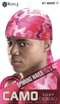 Load image into Gallery viewer, Pink Camo Silky Durag 40"
