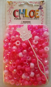 Load image into Gallery viewer, Hot Pink Girls Hair Beads with Beader 200ct - Elise Beauty Supply
