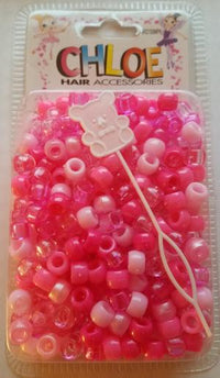 Load image into Gallery viewer, Hot Pink Girls Hair Beads with Beader 200ct - Elise Beauty Supply
